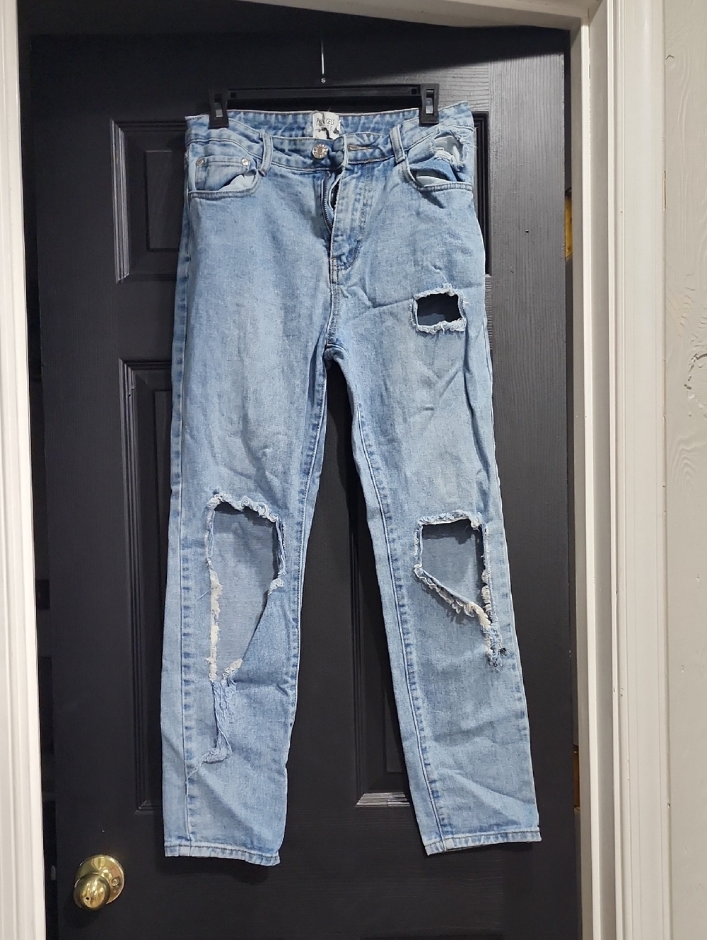Princess Polly Light Blue Distressed Ripped Jeans